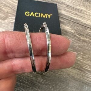Gacimy 925 Sterling Silver Hoop Earrings Large Classic Polished Hoops